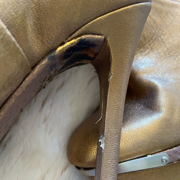 Gold Brian Atwood platform ankle booties - Picture 7 of 8